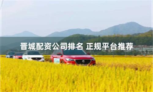 晋城配资公司排名 正规平台推荐